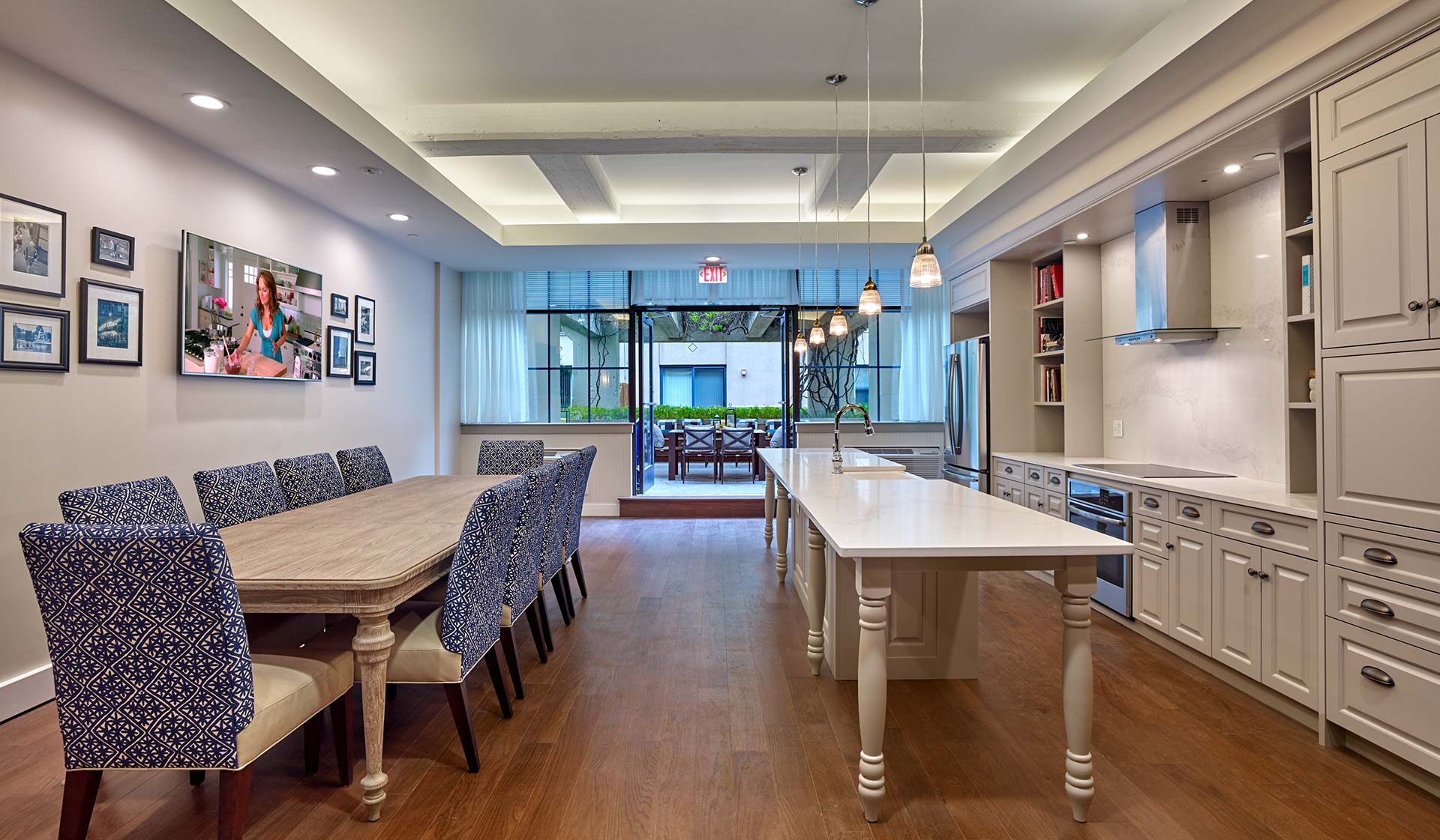 Demonstration kitchen that leads out to the courtyard. Perfect for entertaining
