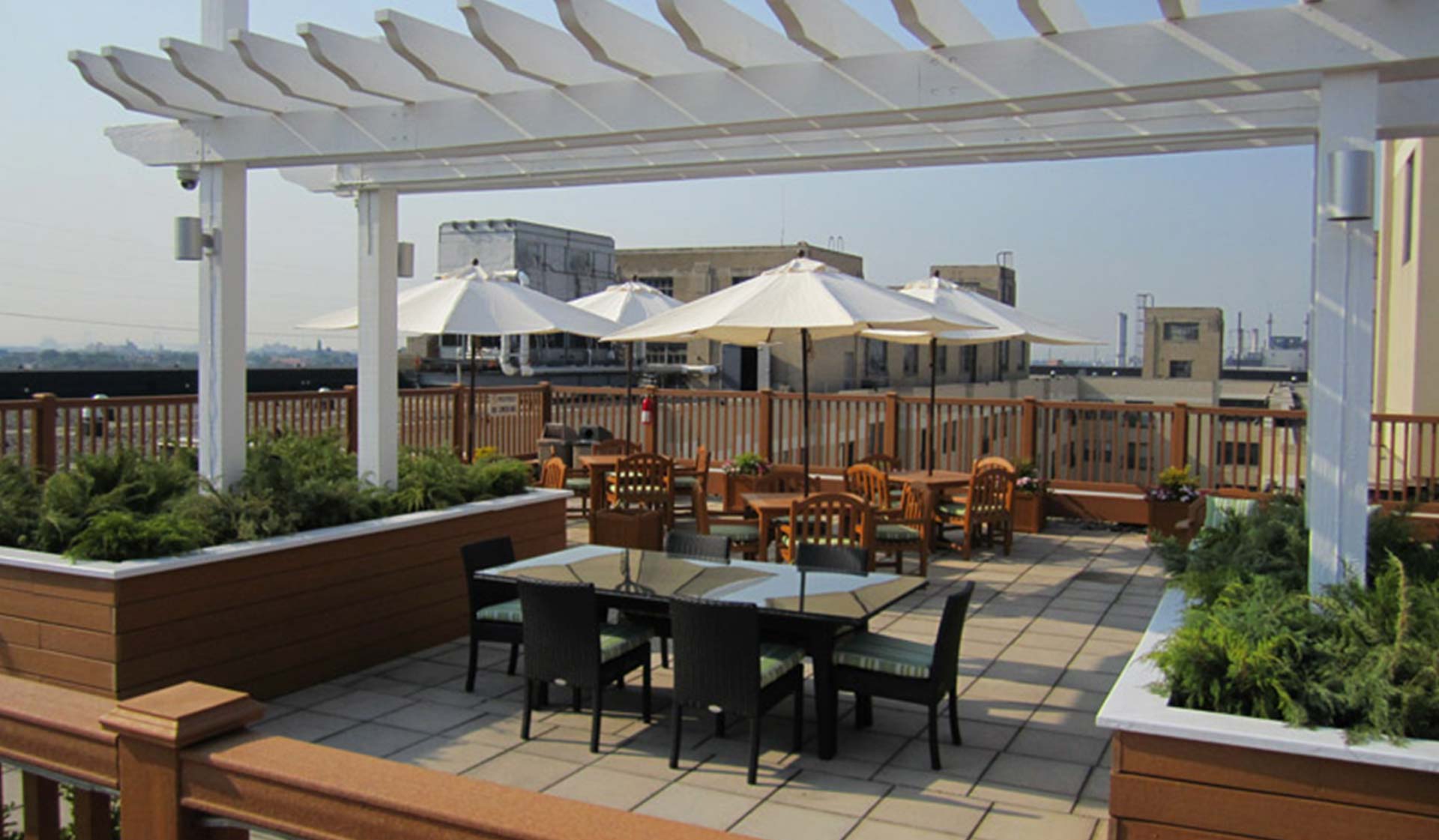 Enjoying dining outside on the rooftop