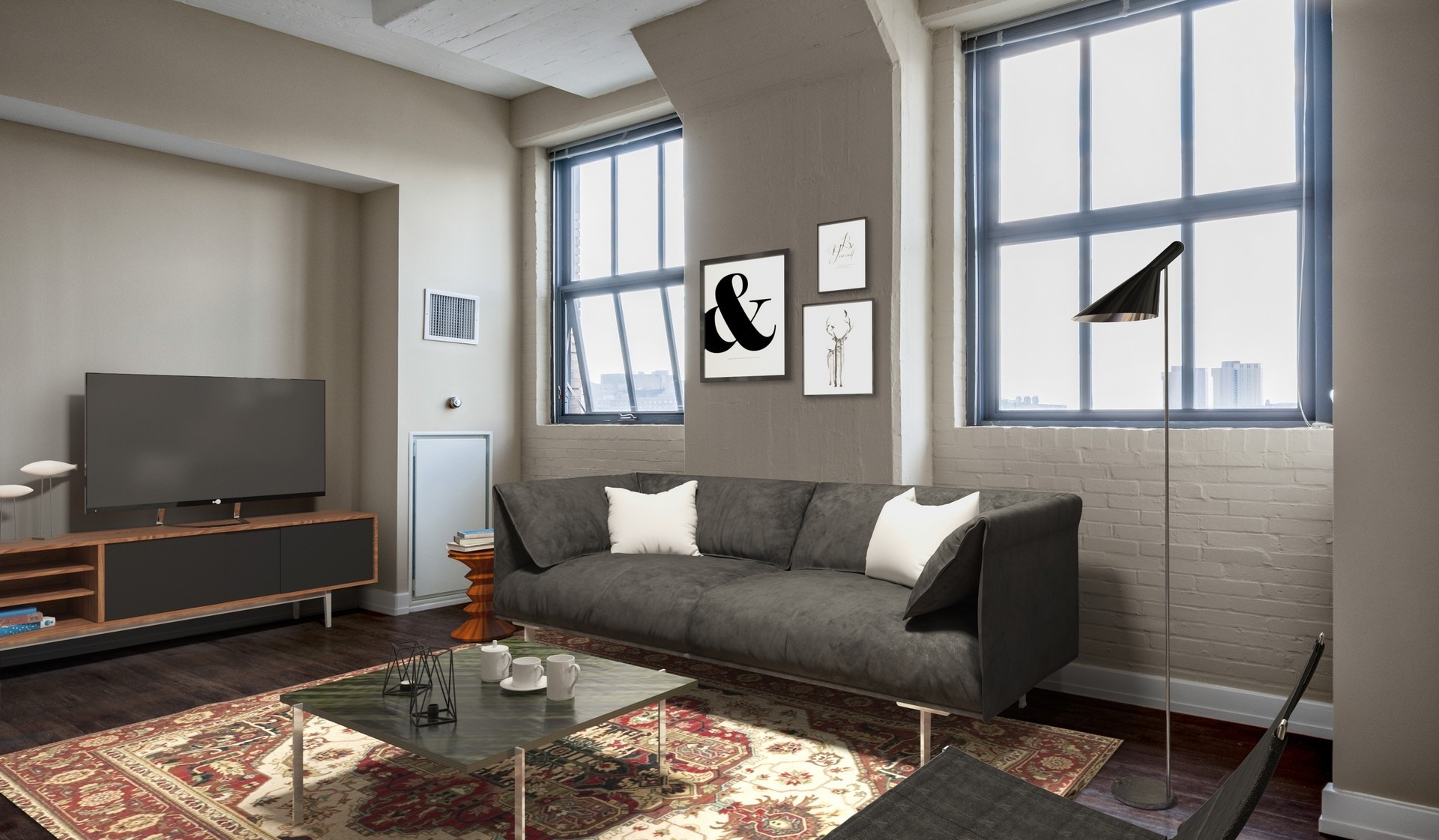 Spacious living room with natural light
